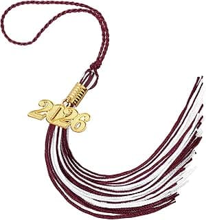 2026 Tassel Graduation, Maroon White Graduation Tassel, 2026 Tassel Charms for Graduations Cap Decorations, Tassels Memorial Grad Cords for College High School Graduate Hat Ceremonies Accessories