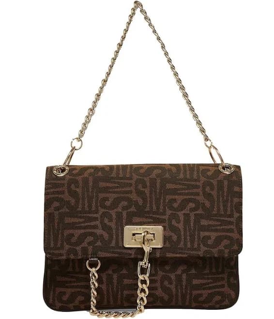 Steve Madden Bhearst Signature Monogram Print Honey/brown Crossbody