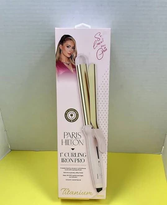 Paris Hilton 1" Curling Iron Pro Titanium Barrel Gold White Swivel