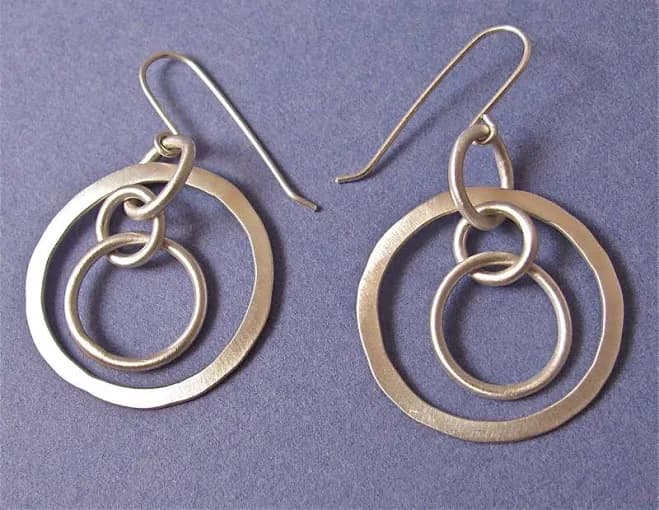 3-D Sterling Silver Chain Dangle Drop Earrings