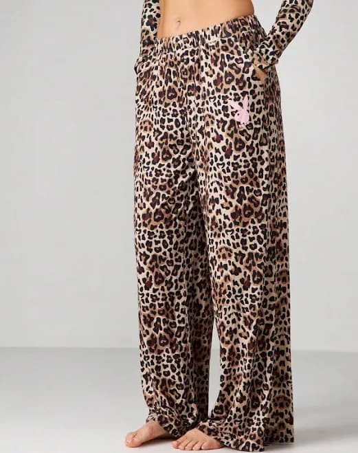Missguided Wide Leg Leopard Print Pajama Pants with Drawstring