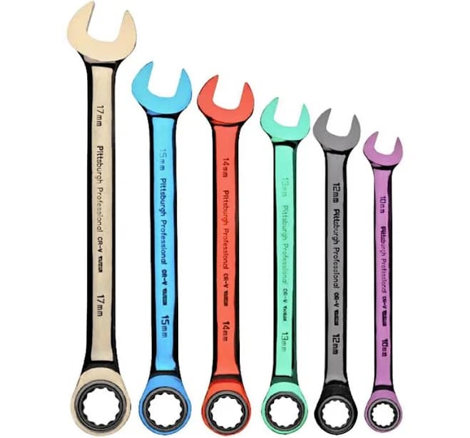 Pittsburgh 6 Piece Metric Ratcheting Color Combo Wrench Set