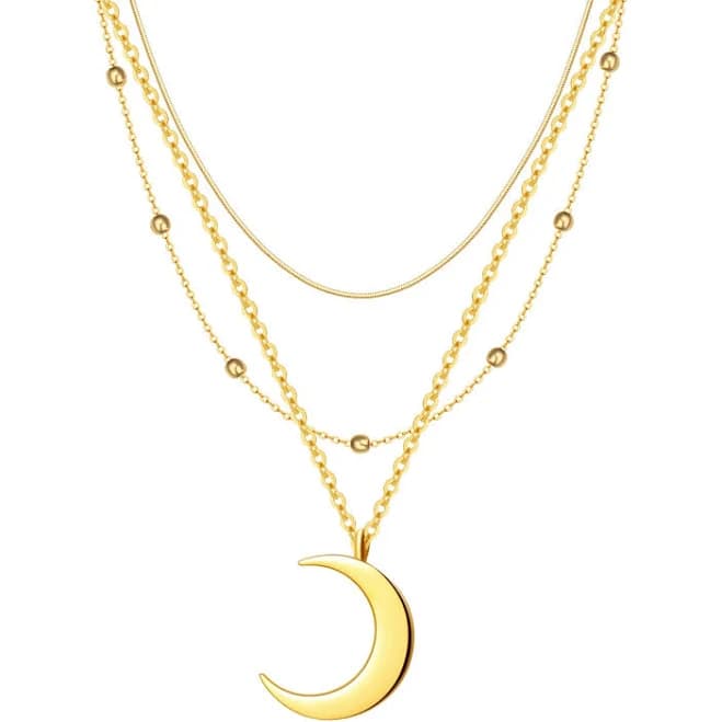 Layered Moon Necklace Set