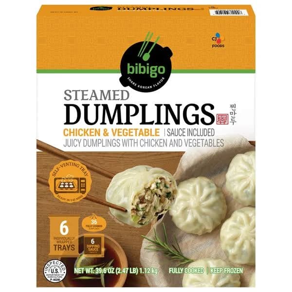 CJ Bibigo Steamed Dumplings, Chicken & Vegetable, 36-count