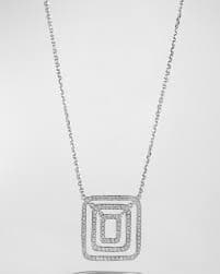 Mimi So 18K White Gold Piece Square Swing Pave Diamond Necklace | Neiman Marcus