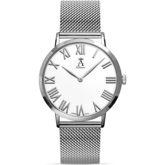 ALLUREZ Men's Stainless Steel Mesh Bracelet Watch