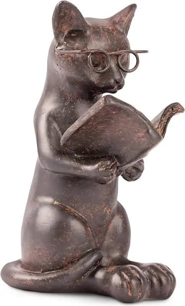 Young's Resin Cat Reading Figurine