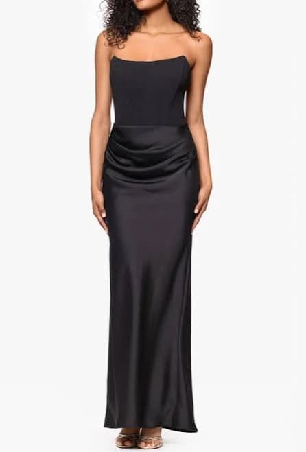 Betsy & Adam Women's Mixed-Media Strapless Gown