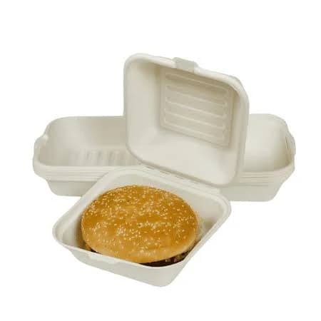 White Hinged Clamshell Take Out Food Containers