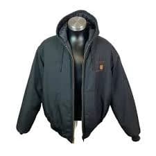 Carhartt Jacket Mens XL Hooded Canvas Full Zip Work Barn Chore Black