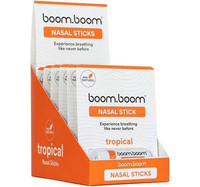 BoomBoom Tropical Nasal Stick - Refresh & Clear Sinuses 6-Pack (+Display)