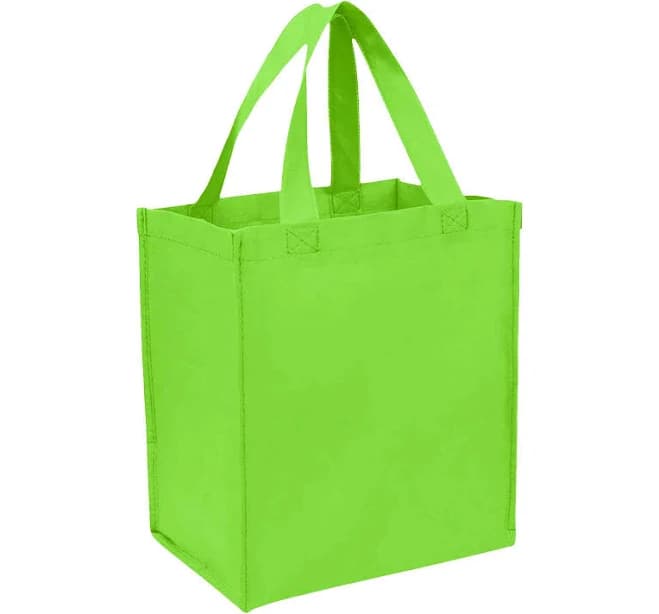 Reginary Reusable Totes Bags - 100 Pcs Non Woven Grocery Handle Bags for Shop Events & Retail Store(Green)