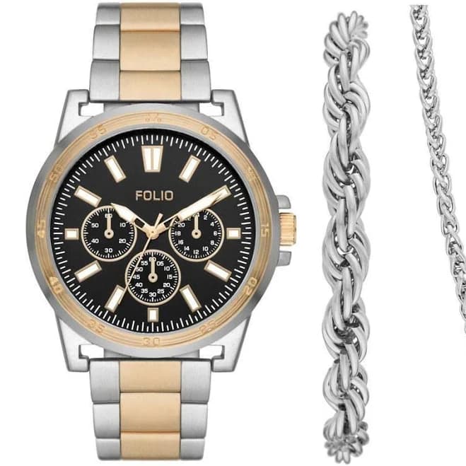 Folio Men's Three-Hand Alloy Watch Gift Set