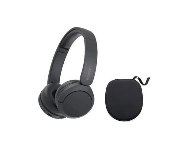Sony WH-CH520 Compact Easy Carrying Wireless Bluetooth On-Ear Headphones with Microphone (Black) Bundle with Protective Hard Case for Headphones (2 It
