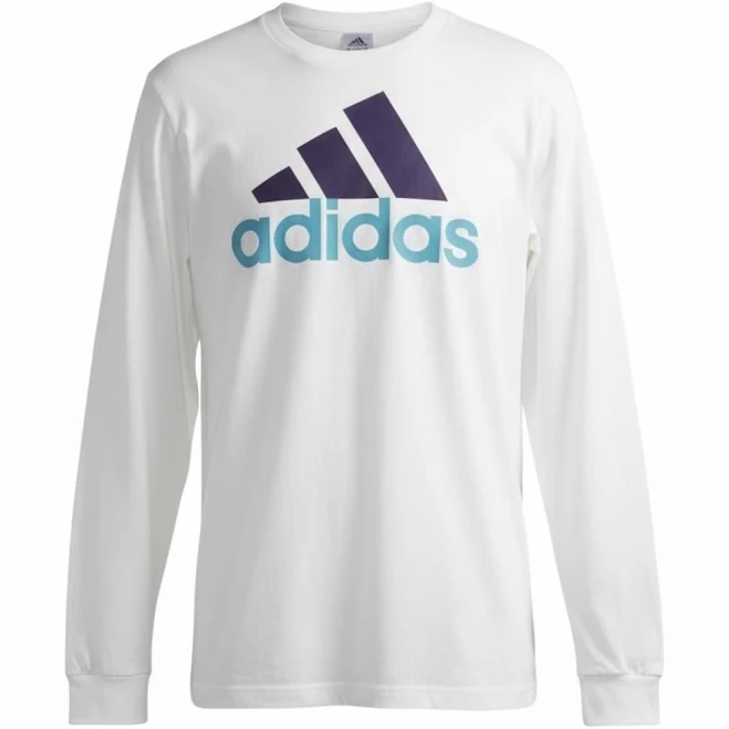 Adidas White Shirt With Purple And Blue Logo