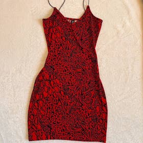 H&M Dresses | Red And Black Leopard Print Mini Body On Dress | Color: Black/Red | Size: Xs | Aangeeell's Closet