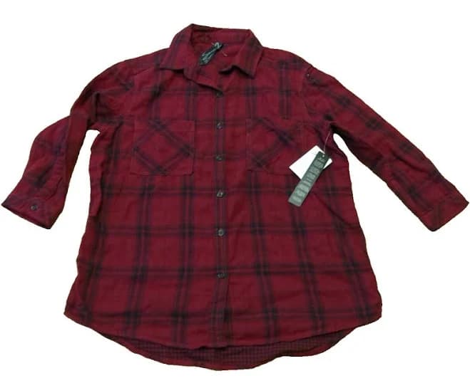 Seven 7 Buffalo Plaid Shirt Womens Small Button Up Red Black Button