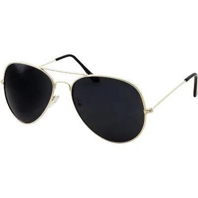 Super Dark Lens Limo Tint Pilot Sunglasses - Men and Women Privacy Sunglasses (Gold)