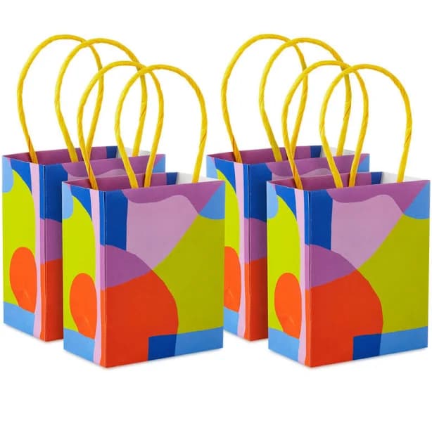 4" Abstract Neon Shapes Mini Treat Bags with Handles (Pack of 4)