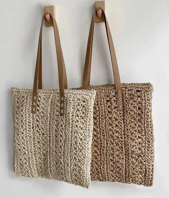Raffia Woven Handbag with Zipper Closure
