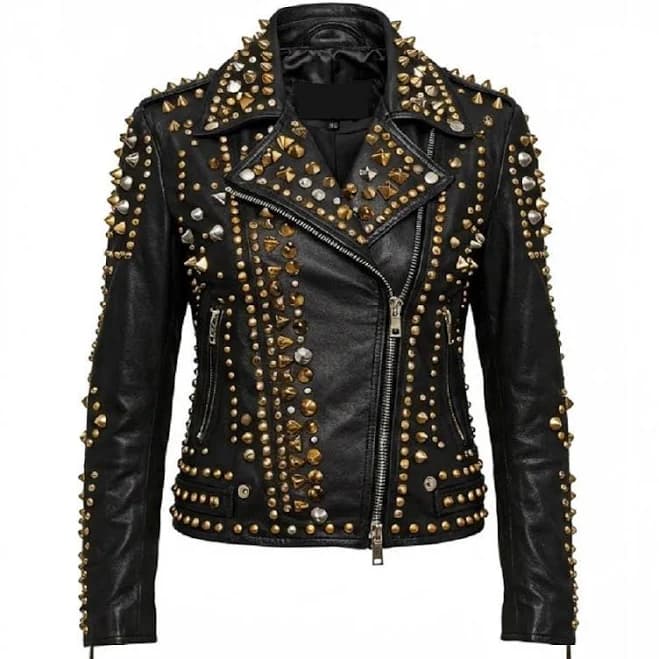Men's Gothic Studded Cowhide Leather Jacket