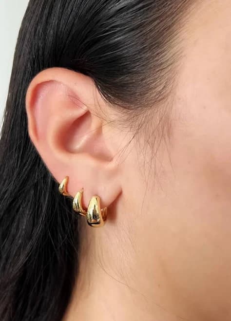 14K Gold Filled Chunky Huggie Hoops