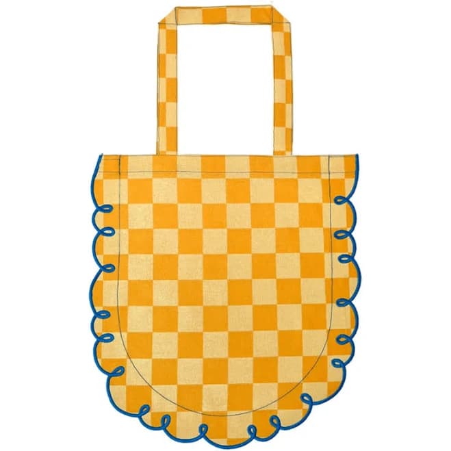 Dama Giallo Cotton Gingham Tote Bag