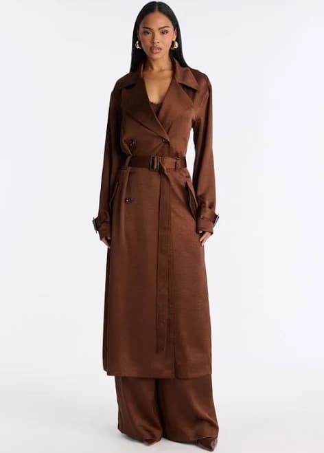 Fashion Nova Romance Me Satin Trench Coat