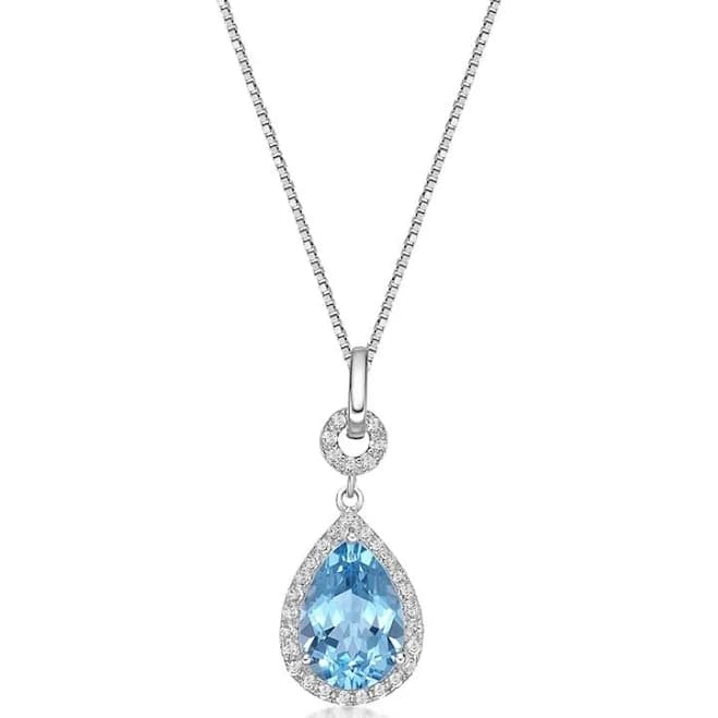 Sterling Silver Pear-Shaped Swiss Blue and White Topaz Pendant
