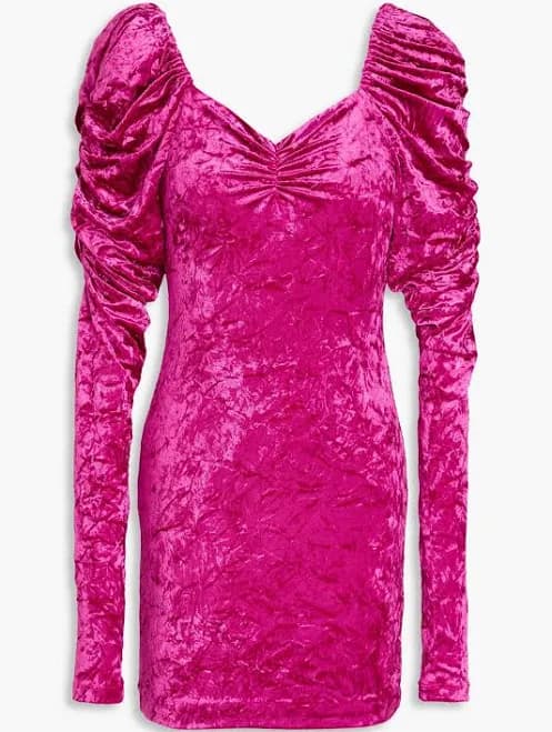 Rotate Birger Christensen Ruched crushed-velvet mini dress - Women - Fuchsia Dresses - DE 36