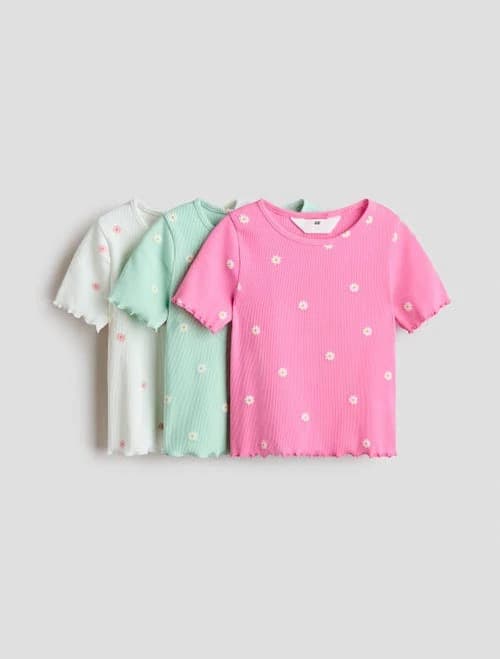 H&M 3-Pack Ribbed Cotton Tops