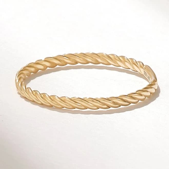 14K Solid Gold Minimalist Twisted Braided Rope Wedding Ring