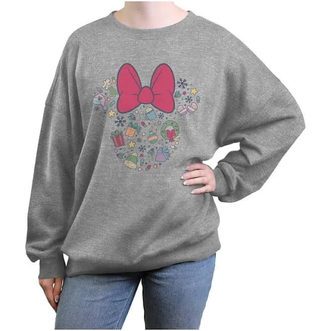 Disney Women's Minnie Mouse Bow Pullover Sweatshirt