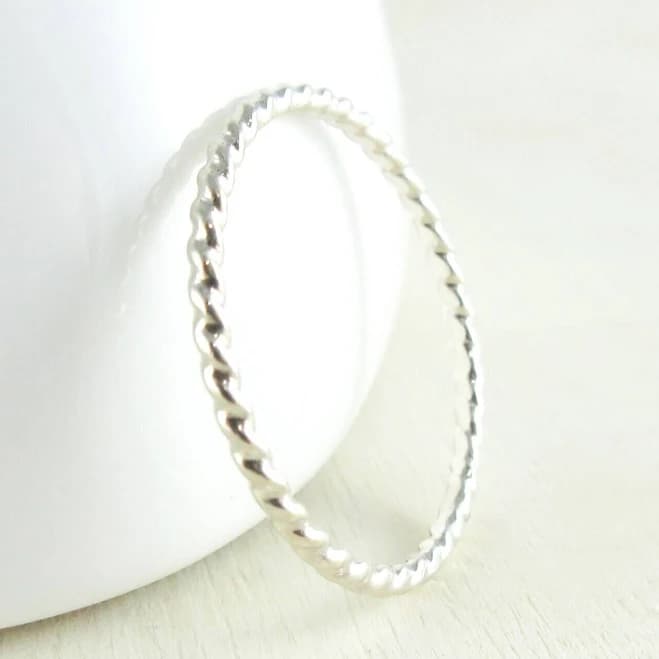 Sterling Silver Braided Thin Stacking Band