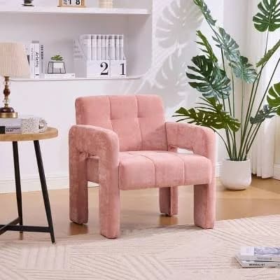 Koiai Pink Chenille Upholstered Accent Chair