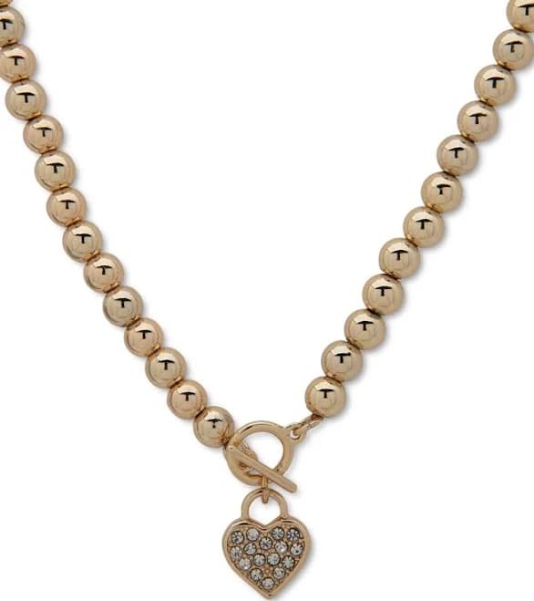 Anne Klein Women's Crystal Heart Pendant Necklace