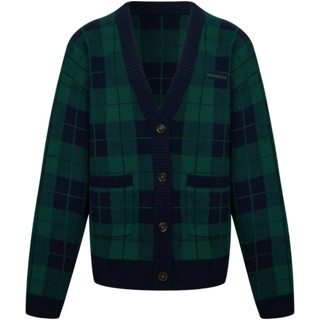 Plaid Knit Cardigan