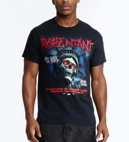 Fashion Nova Men's Repentant Skull Graphic Short Sleeve Tee Shirt