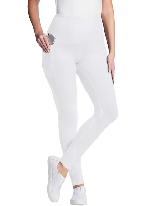 Woman Within Plus Size Stretch-Cotton Knit Pull-On Pocket Leggings