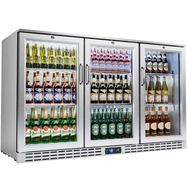 53 Inch 11.4 Cu.ft Back Bar Refrigerator, Undercounter Beverage Refrigerator And Cooler With 3 Glass Doors