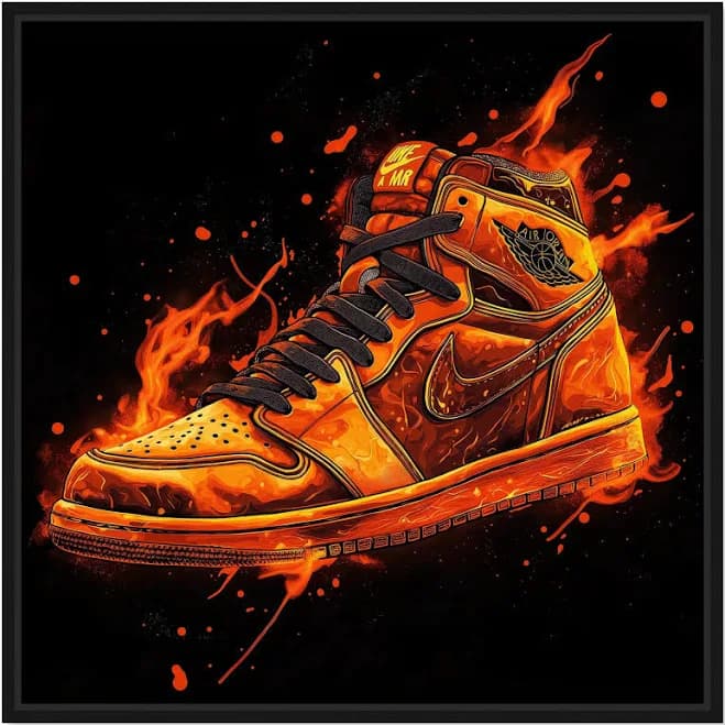 Art Remedy Jumpman On Fire I Canvas Sneaker Wall Art