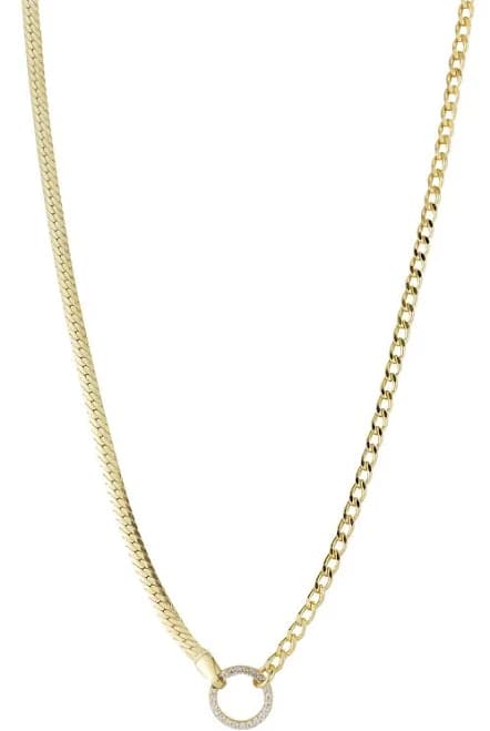 Cuban x Snake Chain Necklace in White Gold