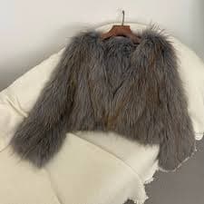 Luxurious Faux Fur Jacket In Gray Finish on Luulla