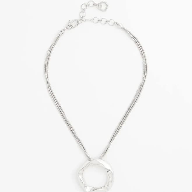 Chico's Women's Metallic Short Circle Pendant Necklace