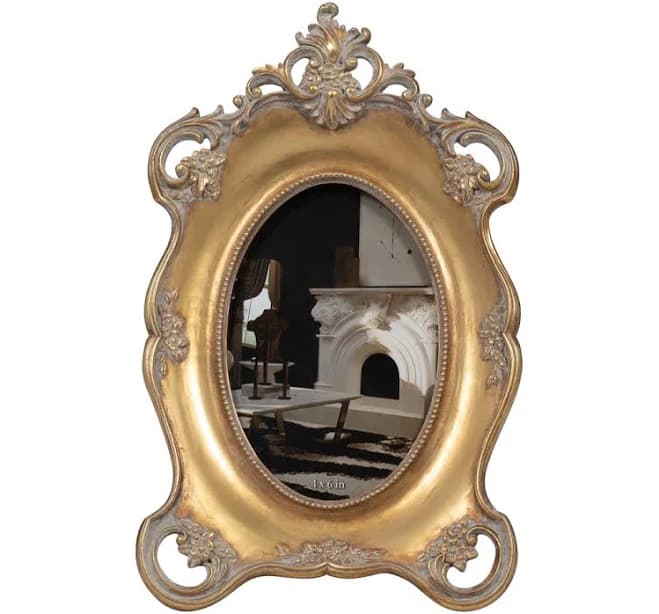Slye Antique Gold Ornate Resin & Glass Picture Frame
