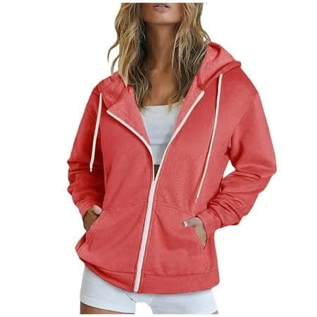 Women's Cotton Fleece Full Zip-Up Hoodie with Pockets