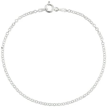Adult Sterling Silver Italian Rolo Chain Bracelet 2mm Thin Nickel Free