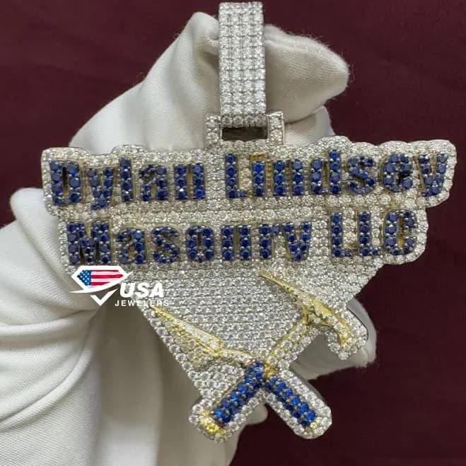 Fully Iced Out Hip Hop Custom Brand Logo Pendant For Men