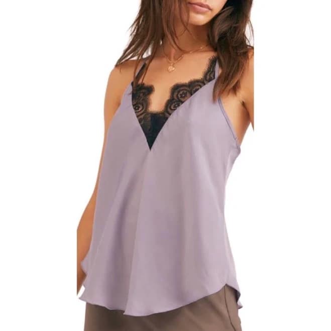Free People Women's Tops Free People Nwt Starlight Cami In Silver Mauve