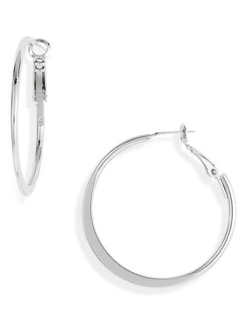Nordstrom Sterling Silver Plated Demifine Tapered Hoop Earrings